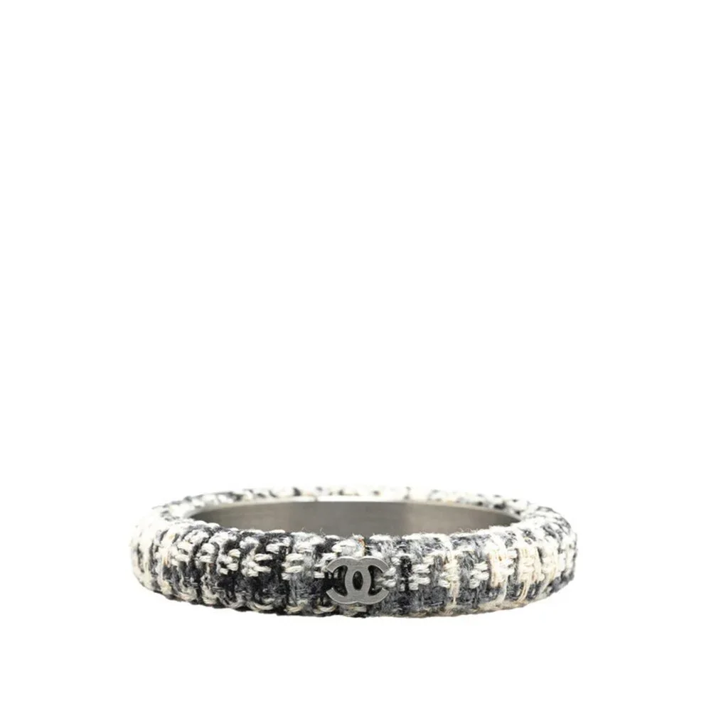 CHANEL Authentic Black Logo Bracelet